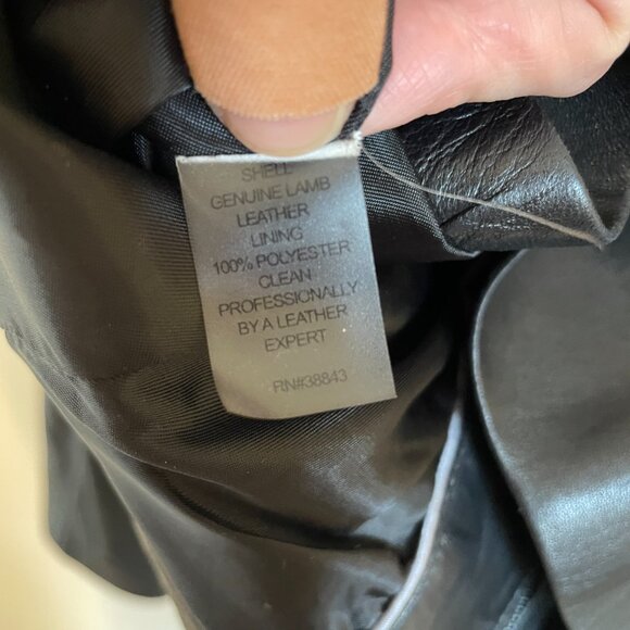 Tahari | Black Lamb Leather Ruffled Leather Jacket XL - Picture 7 of 7